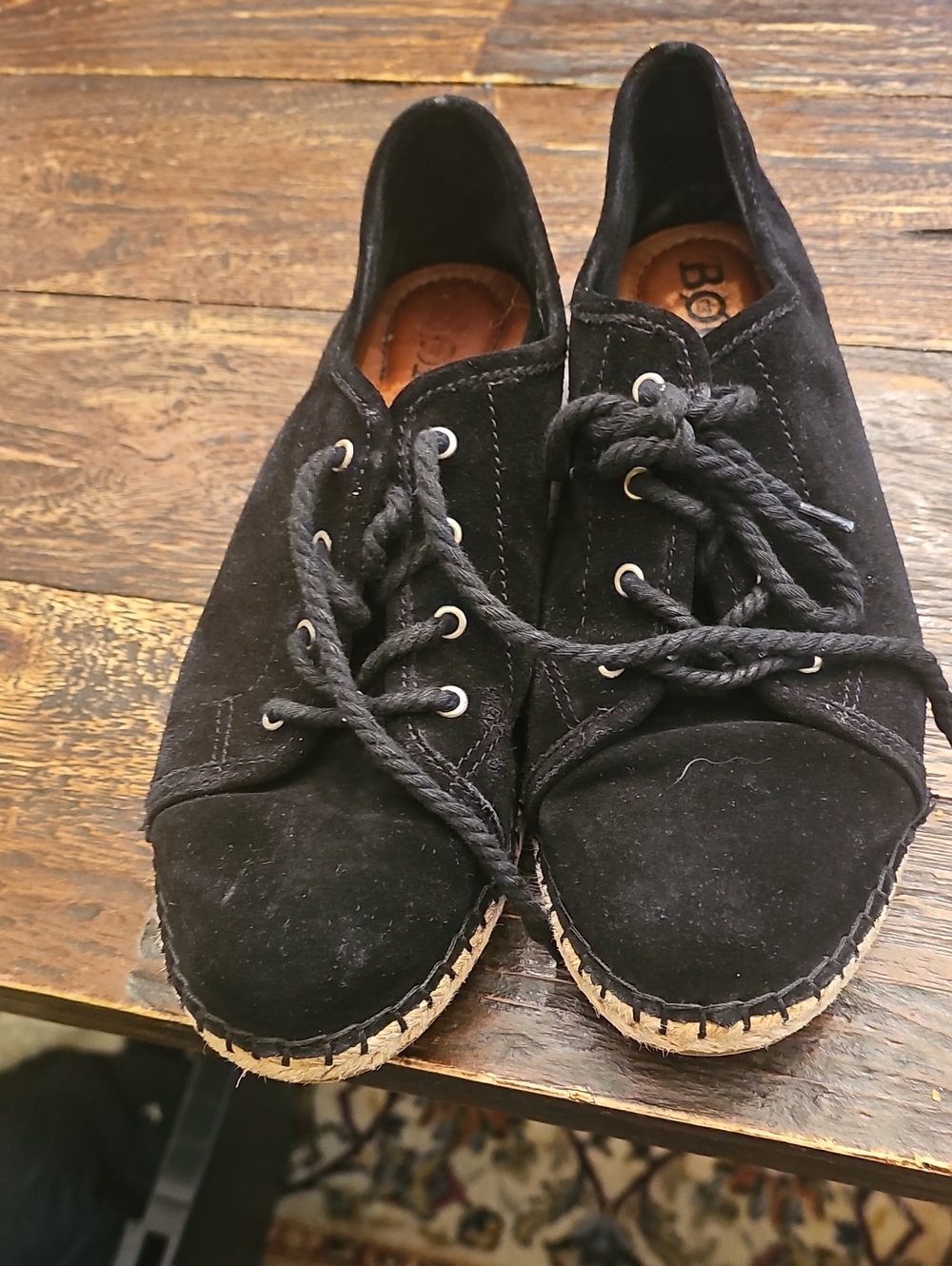 BornBlack Suede Lace-Up Womens Espadrille Shoes 7 Flats